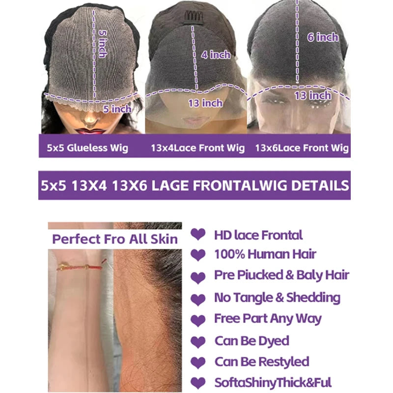 13x4/5x5 HD Transparent Lace Frontal Deep Wave