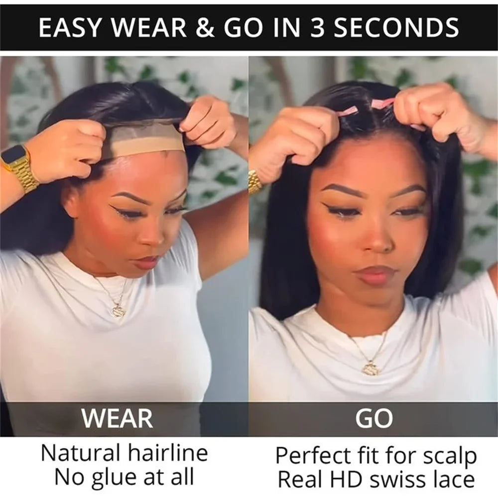Wear and Go Glueless Wig Human Hair Pre Cut Ready to Wear 4x4 Lace Front Closure Wig Straight Glueless Wig Human Hair for Women