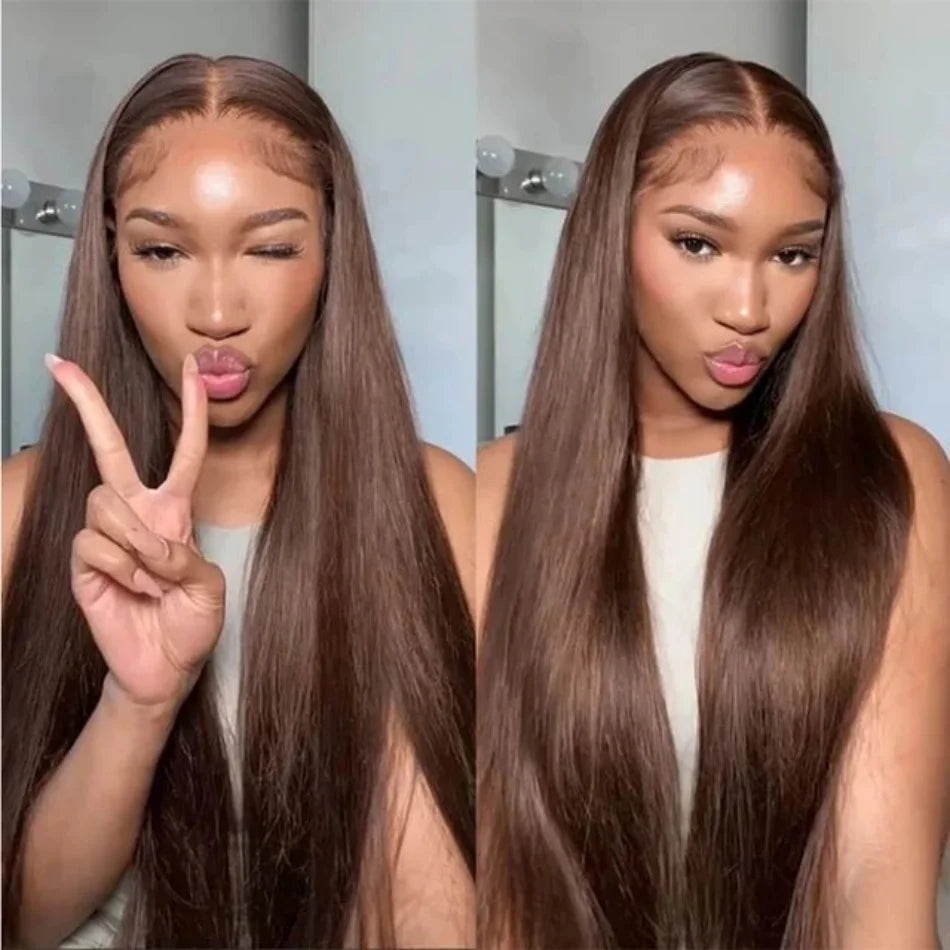 100% Vietnamese Chocolate Brown Human Hair Wigs Super Double Drawn Hd Lace Wig 13x6 Human Hair 13x4 Lace Frontal Wigs For Women