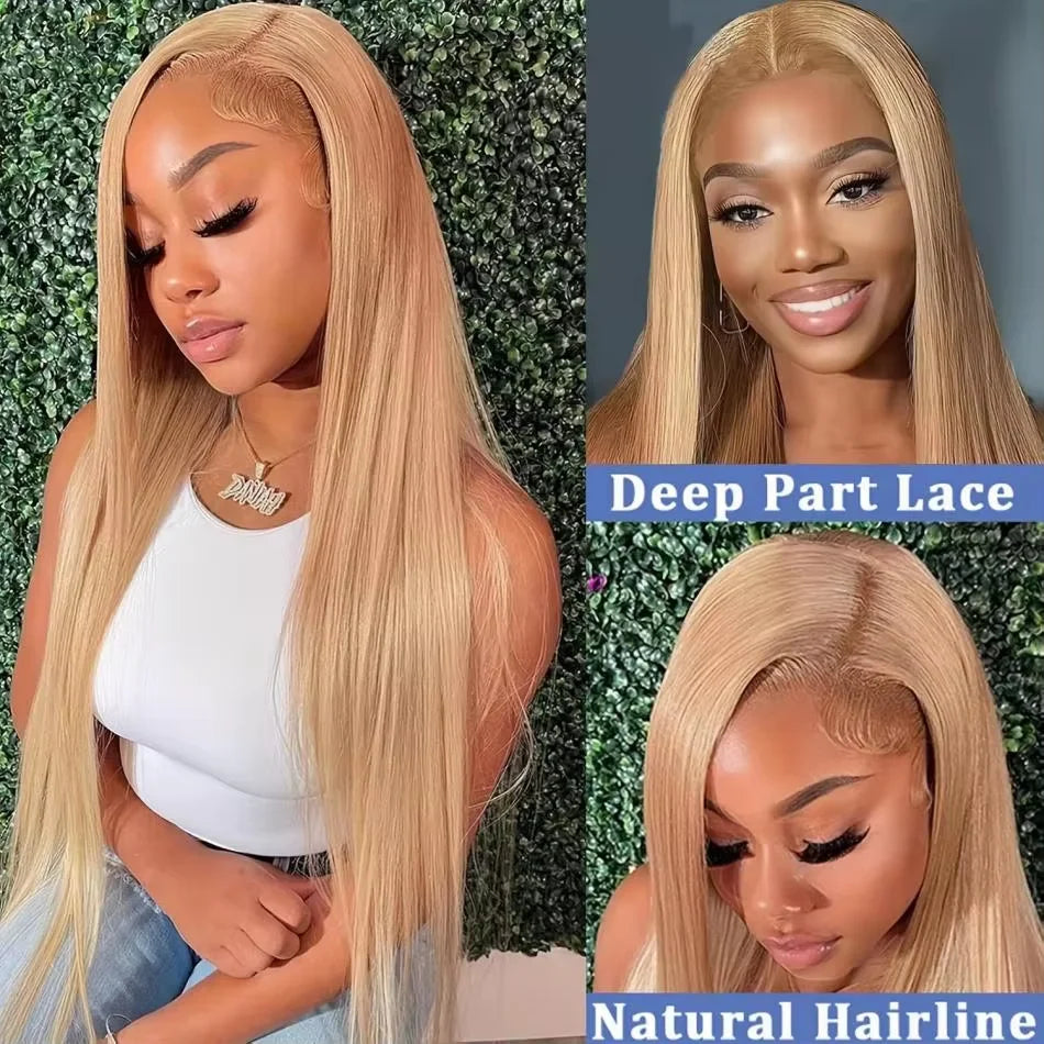 27 Honey Blonde Straight Human Hair Wigs