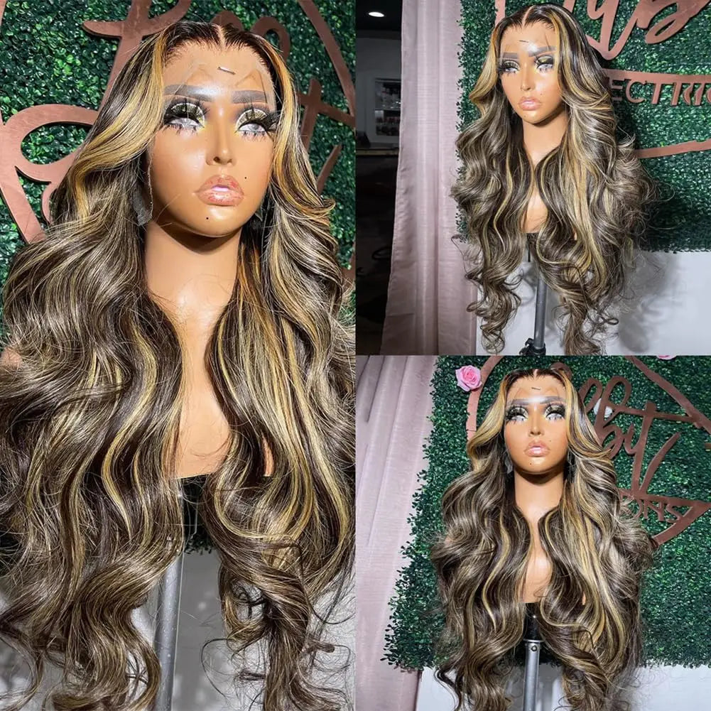 1B/27 Highlight Ombre Blonde Colored Human Hair Wig 13x4 Hd Lace Front Wig Human 180 Hair High Density Body Wave Human Hair Wigs
