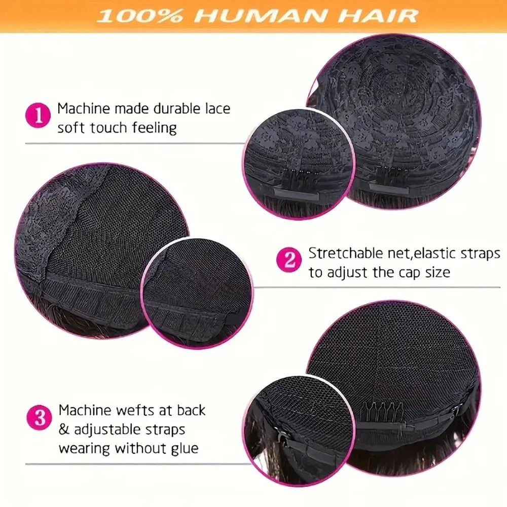 Headband Wig Human Hair Curly Hair