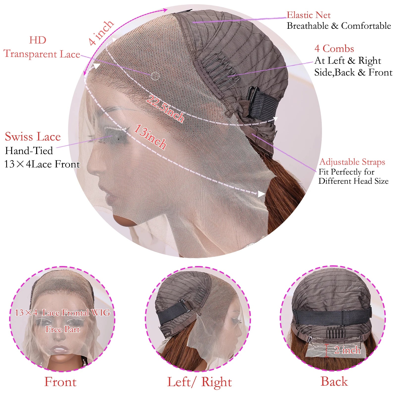 #4 Chocolate Brown Human Hair Wig 13x4 13x6 Hd Lace Frontal Wigs Pre Plucked 200% Density Straight Brown Human Hair Wig