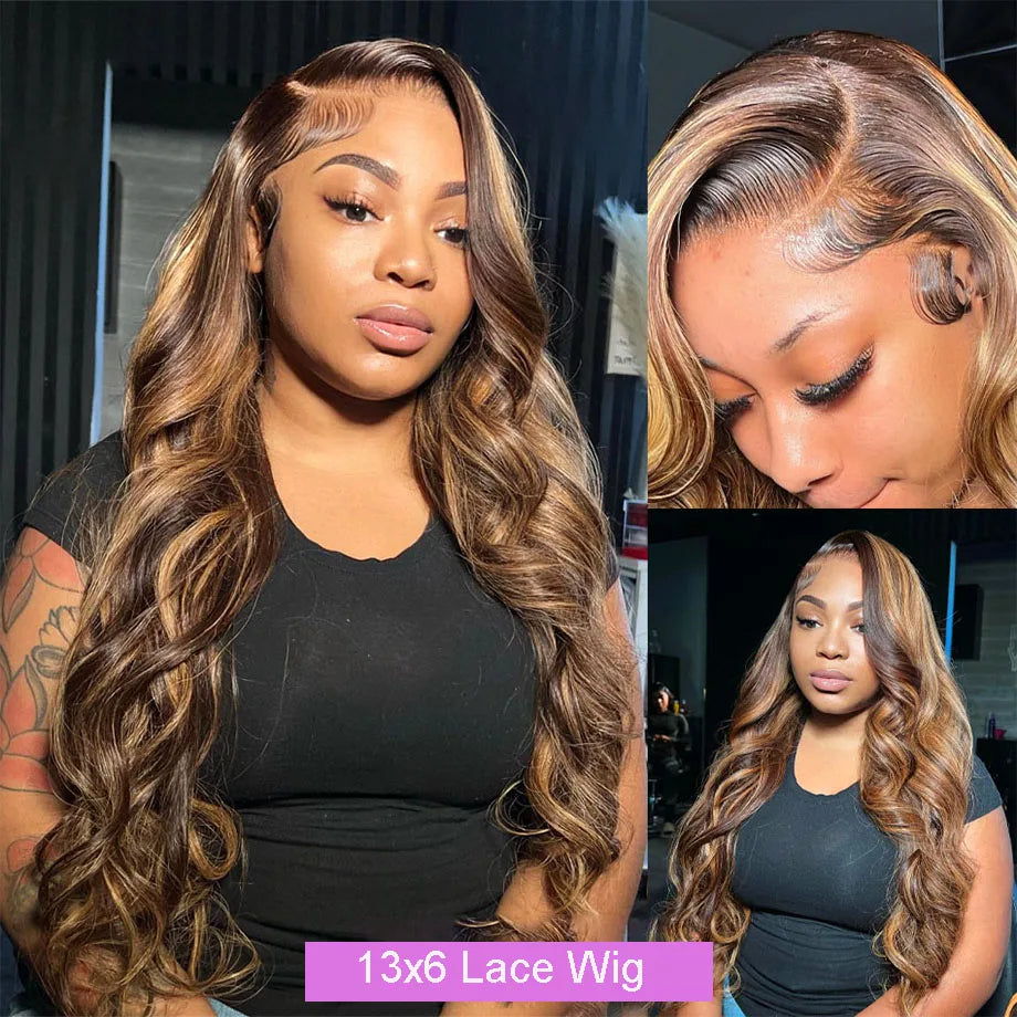 Highlight Wig 100% Human Hair 13x6 Hd Lace Frontal Wigs Honey Blonde Brazilian Body Wave 13x4  Lace Glueless Front Wig For Woman