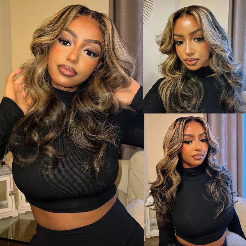 1B/27 Highlight Ombre Blonde Colored Human Hair Wig 13x4 Hd Lace Front Wig Human 180 Hair High Density Body Wave Human Hair Wigs