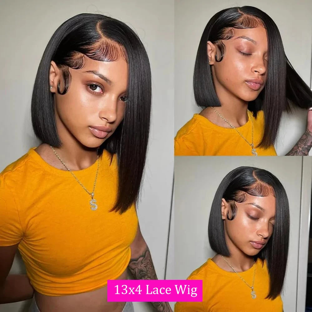 Bob Wig Human Hair 13x4 Hd Lace Front Human Hair Wigs For Black Women Glueless Lace Front Wigs Pre Plucked Pre Cut Straight Bob