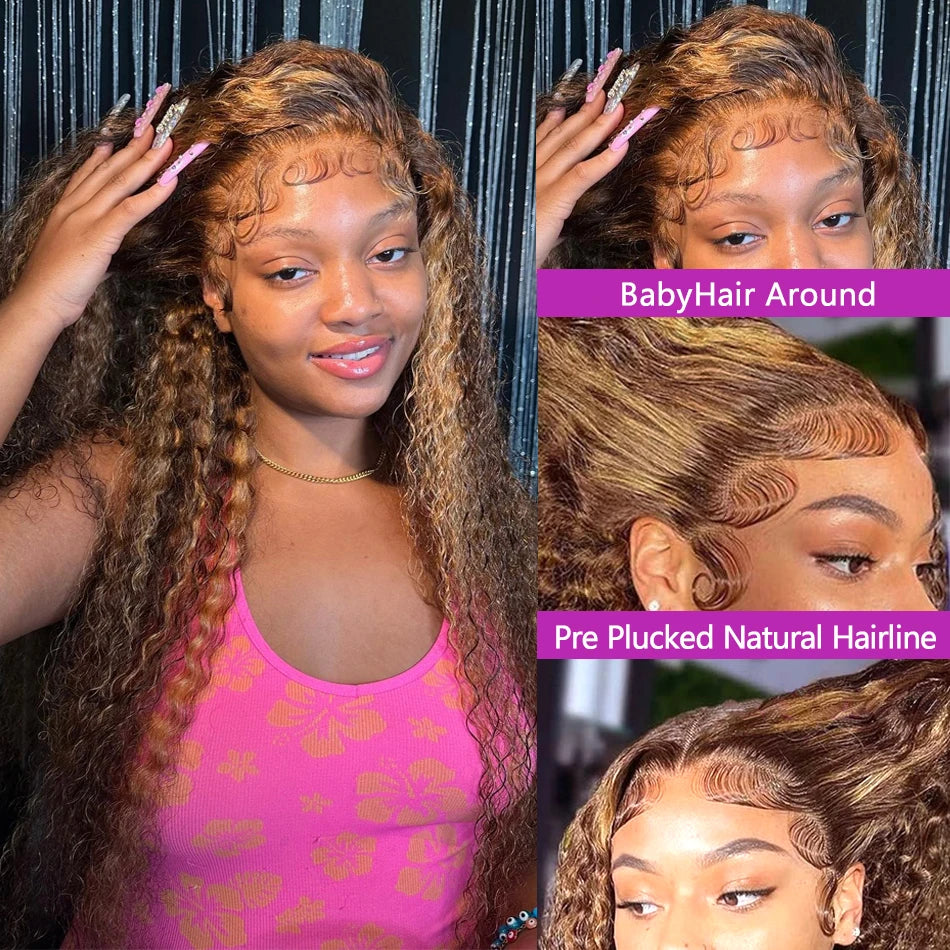 Honey Brown Curly Lace Front Human Hair