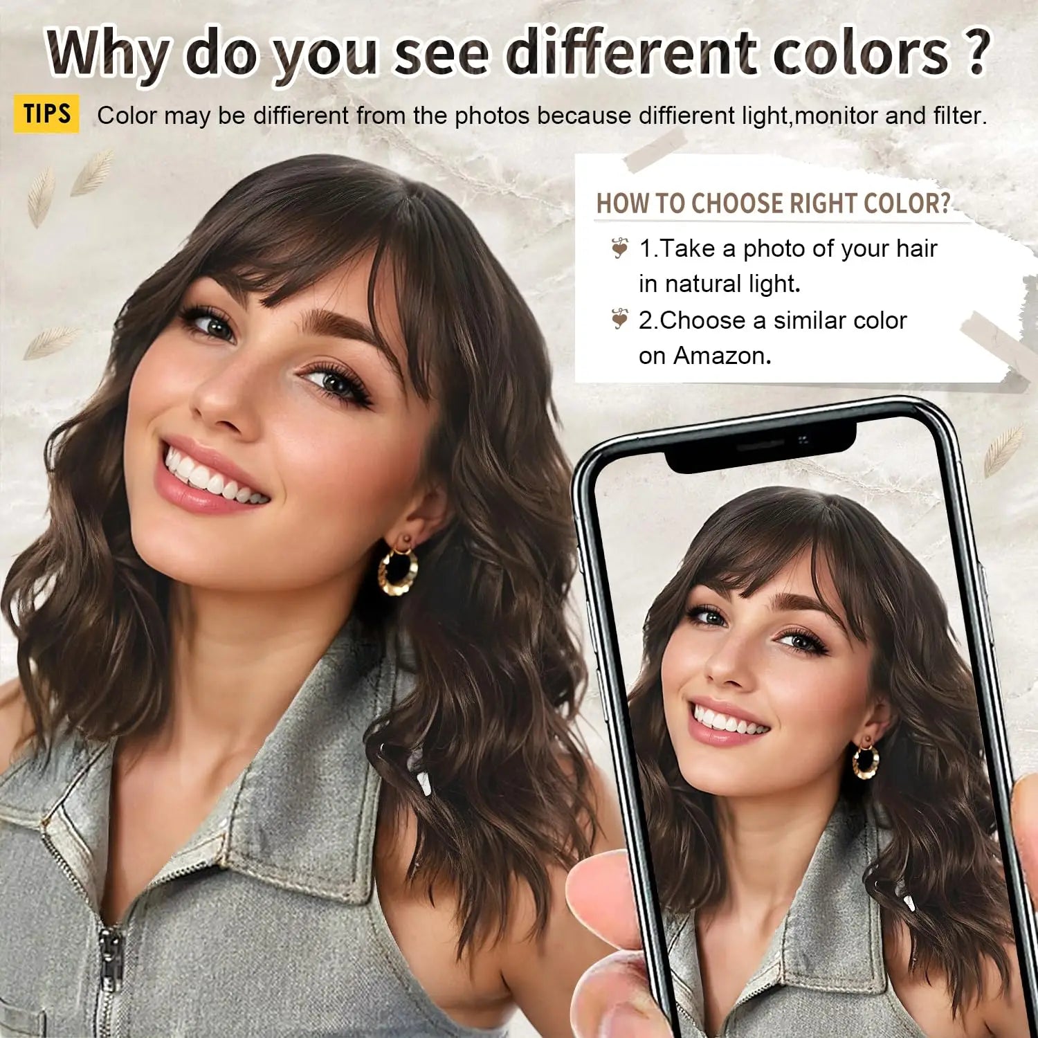 HAIR Natural Brown Synthetic Curly Wavy