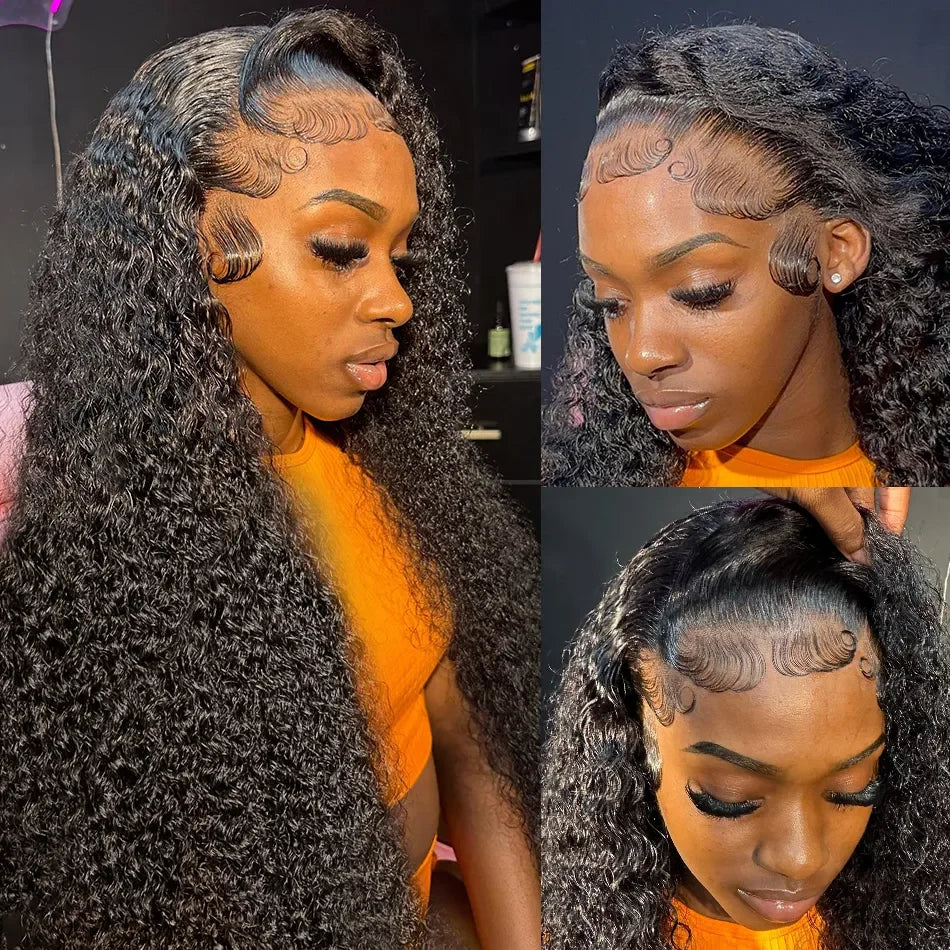 250 Density Deep Wave Wig Human Hair Brazilian Transparent 13x6 Hd Lace Frontal Wig 30 36 40 Inch 360 Full Curly Wigs For Women