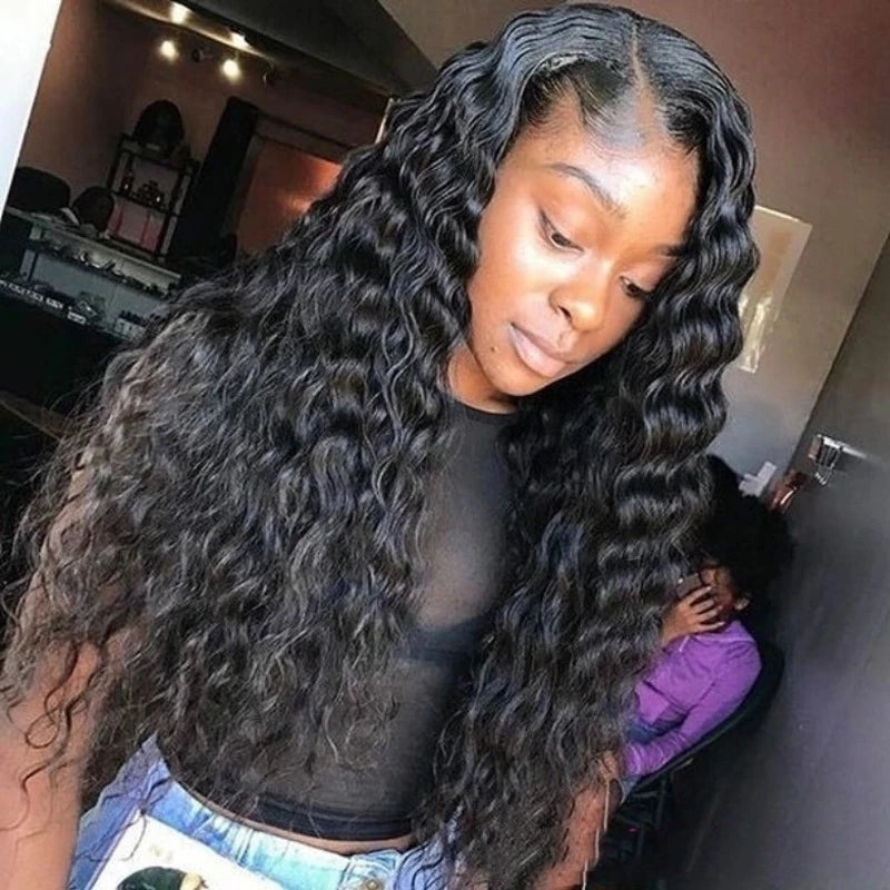 Wig for Women, African Small Curls, Fashionable Middle-Parted Long Curly Hair, Corn Perm Synthetic Fiber Wig Headgear