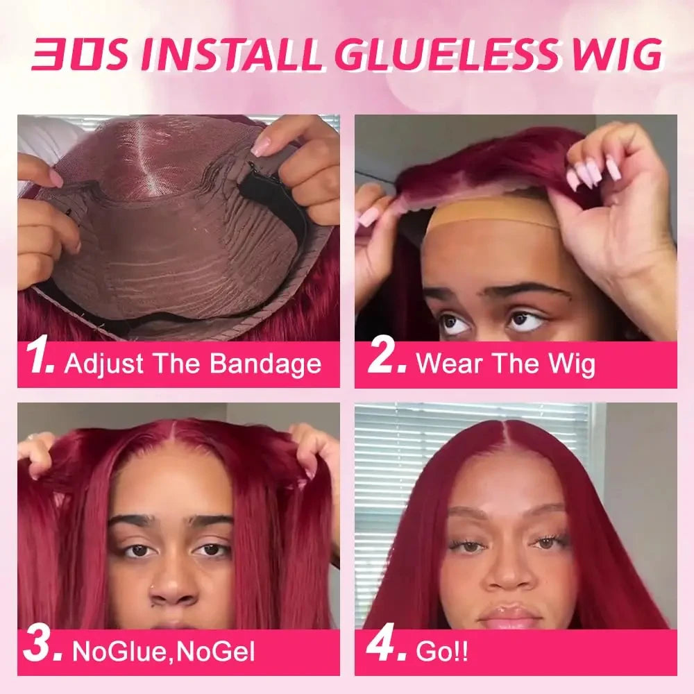 Burgundy Glueless Wig