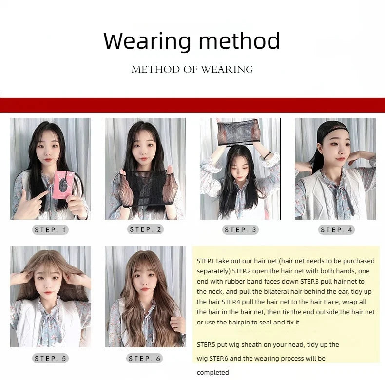 Wig for Women, African Small Curls, Fashionable Middle-Parted Long Curly Hair, Corn Perm Synthetic Fiber Wig Headgear