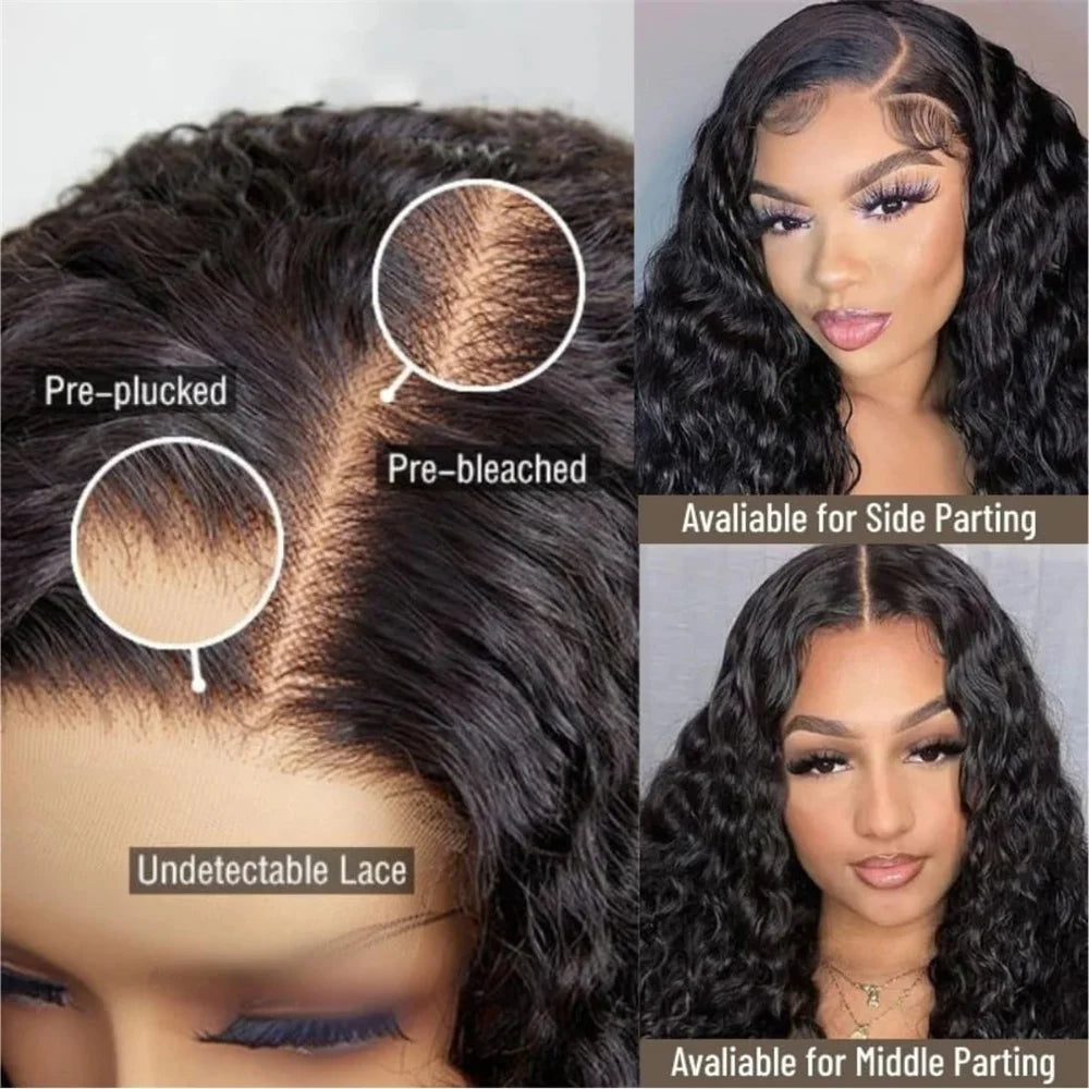 250 Density Deep Wave Wig Human Hair Brazilian Transparent 13x6 Hd Lace Frontal Wig 30 36 40 Inch 360 Full Curly Wigs For Women