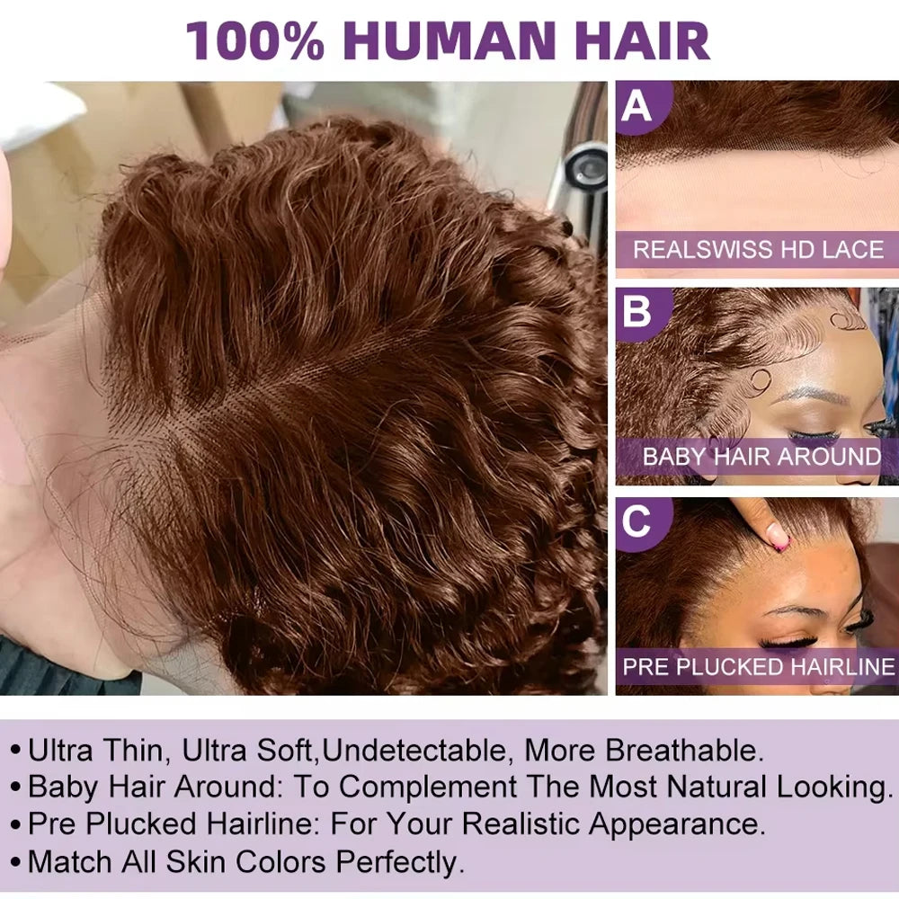 Brown Curly Bob Human Hair Wigs