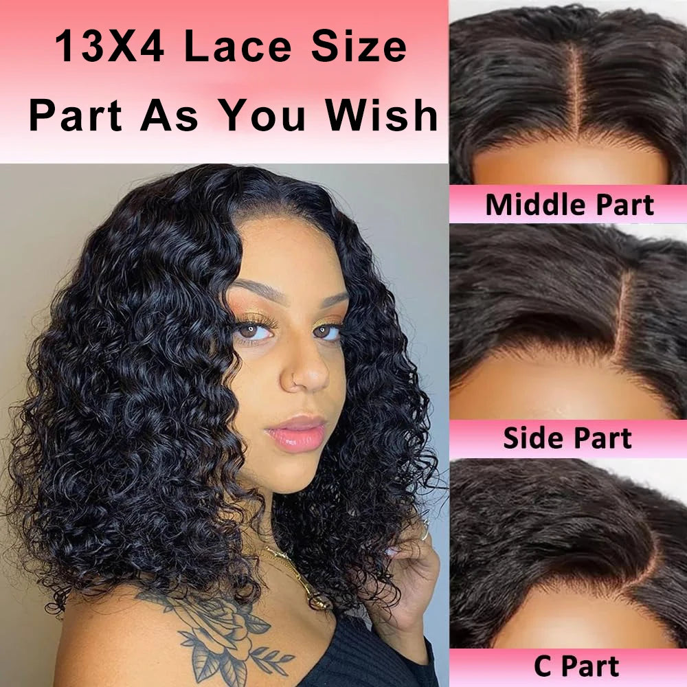 13x4 Curly Bob Wig Human Hair