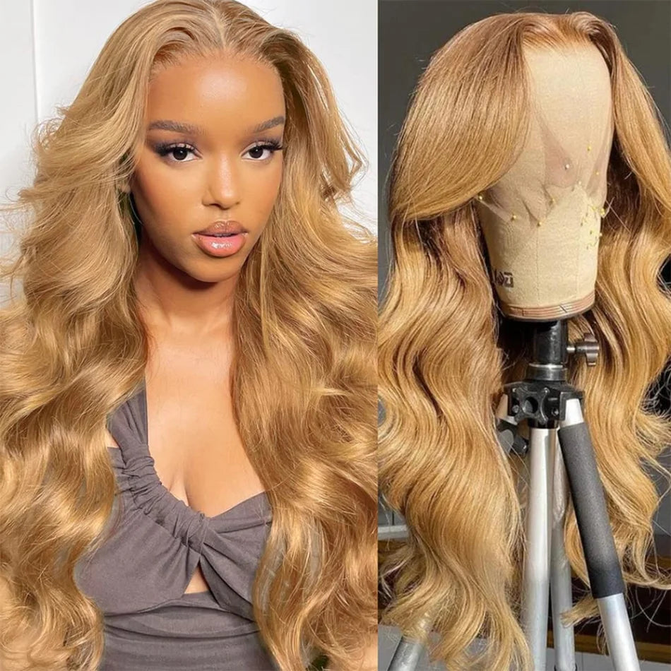 27 Honey Blonde Straight Human Hair Wigs