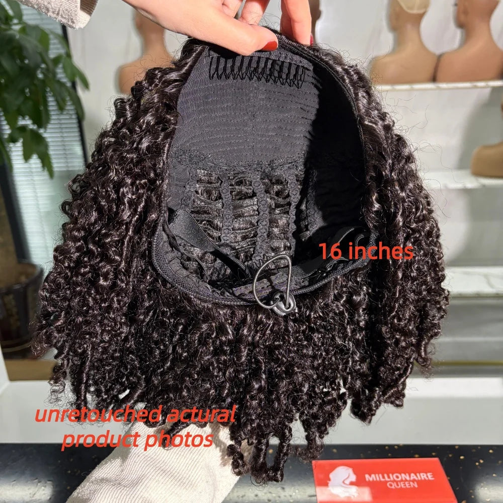 Human Hair Half Wig Kinky Curly
