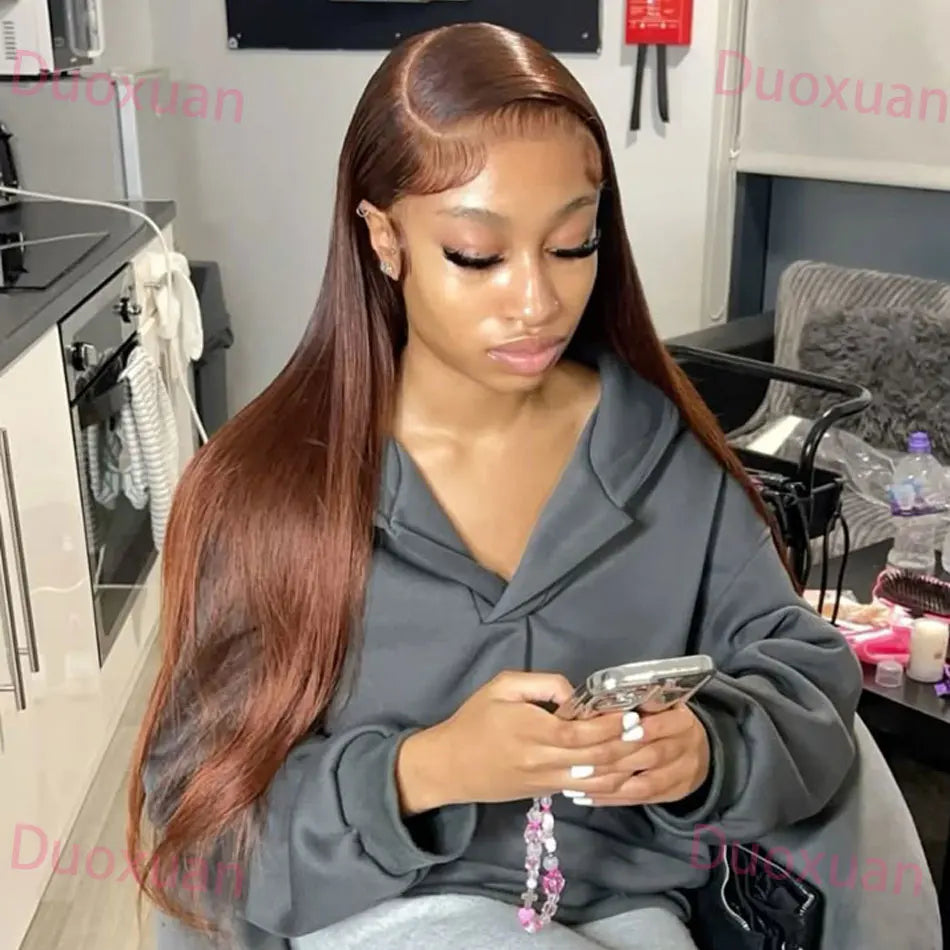 #4 Chocolate Brown Human Hair Wig