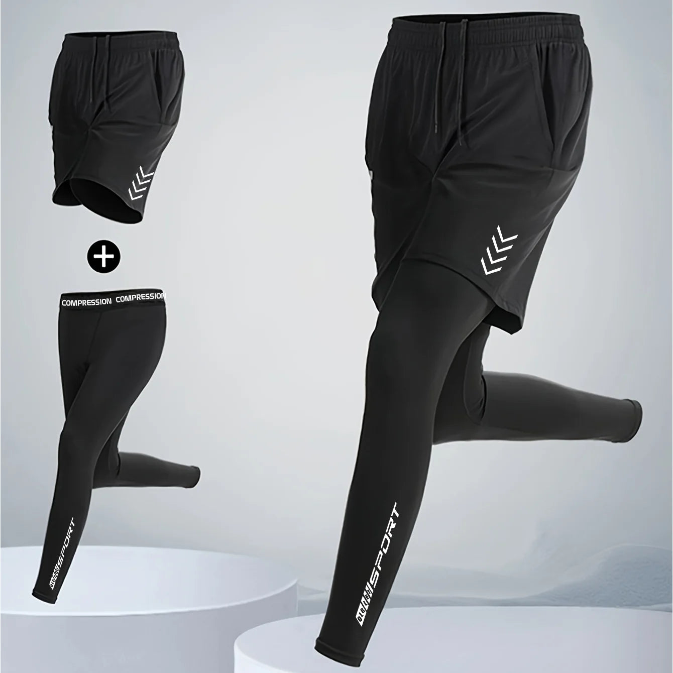 Men 2 in 1 Running Pants