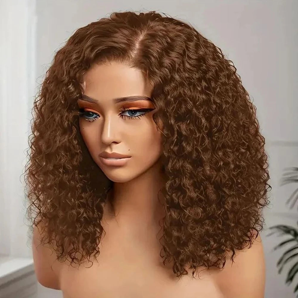 Brown Curly Bob Human Hair Wigs 13x4 Lace Frontal Wig Human Hair 4x4 Closure Lace Front Wigs For Women