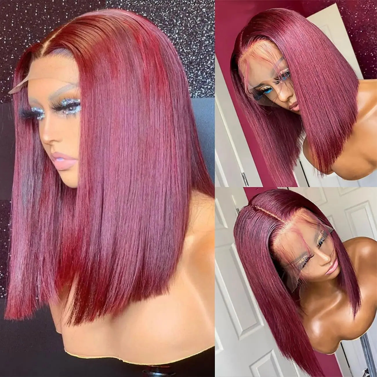Burgundy Bob Wig Human Hair