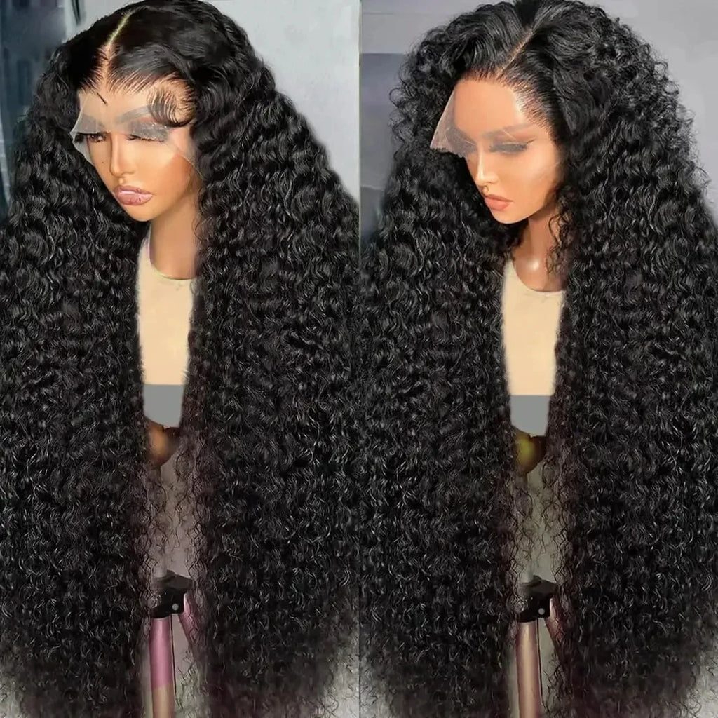 250 Density Deep Wave Wig Human Hair Brazilian Transparent 13x6 Hd Lace Frontal Wig 30 36 40 Inch 360 Full Curly Wigs For Women