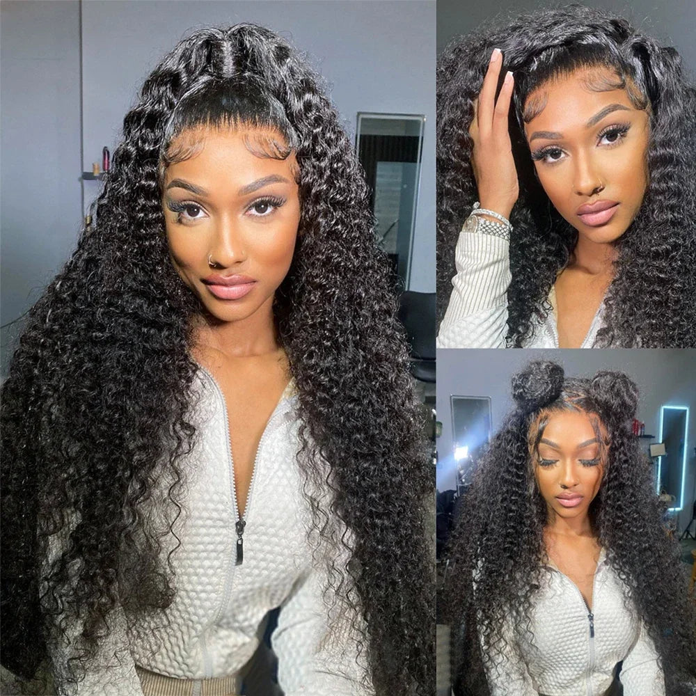250 Density Deep Wave Wig Human Hair Brazilian Transparent 13x6 Hd Lace Frontal Wig 30 36 40 Inch 360 Full Curly Wigs For Women