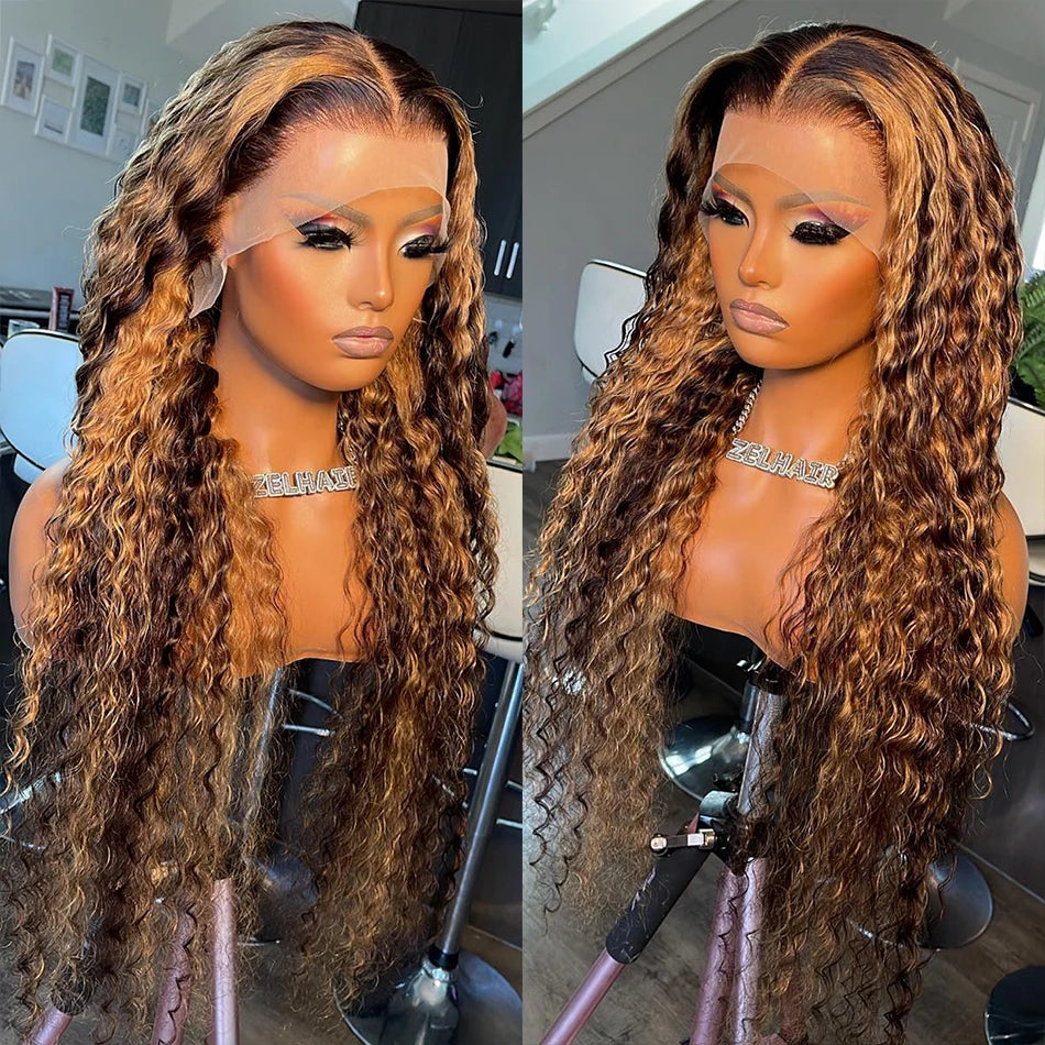 Honey Brown Curly Lace Front Human Hair